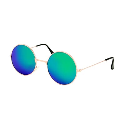 Loud and Clear® - Zonnebril - Ronde Zonnebril - Ronde Bril - Heren - Dames - Goud - Groen - Blauw - Spiegel - Hippie