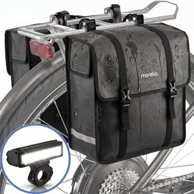 Morelia® Fietstas XL - 100% Waterdicht (52 Liter Zwart) - Incl Achterlicht - Fietstassen - Fietstassen Electrische Fietsen - Fietstassen Dubbel - Tarpaulin materiaal