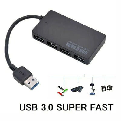 USB 3.0 hub met 4 poorten Zwart