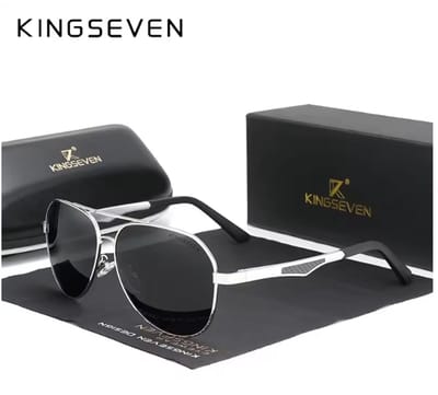 KINGSEVEN Zonnebril 7759 - Zilverkleurig – Grijs – Heren - Vrouwen - Gepolariseerd - UV400 - Piloot