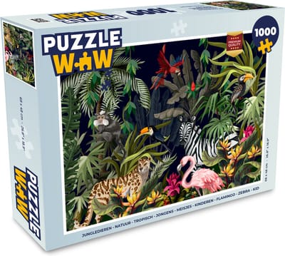 Puzzel Jungle dieren - Natuur - Jongens - Meisjes - Flamingo - Zebra - Legpuzzel - Puzzel 1000 stukjes volwassenen