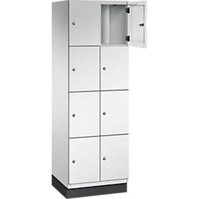 C+P Cambio lockerkast, 2 vakken, 8 vakken, met plint, B 600 x D 525 x H 1980 mm, lichtgrijs