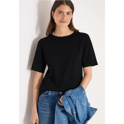 Shirt met korte mouwen en boothals
