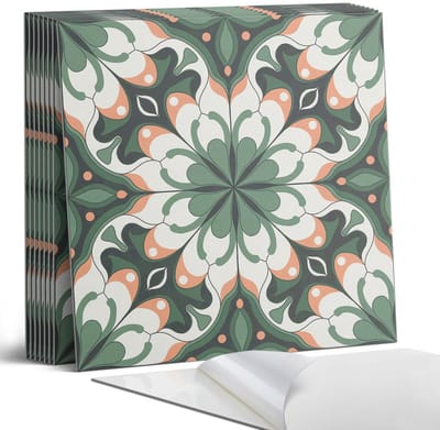 Coloray Plaktegels - Stijlvol plantenpatroon Portugese Tegels - 30 cm x 30 cm - Groente Plaktegels - 9 stuks - Vierkant PVC Tegels - Plaktegels Keuken - Zelfklevende Vloertegels - Vinyl Tegels Zelfklevend - Zelfklevende Tegels