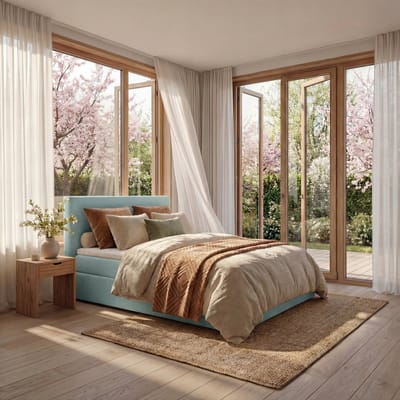 Mörgenn Boxspring Lounge - Pocketvering - Luxe Topper - Lichtblauw - 80x200 cm - Inclusief Dekbed en Kussens