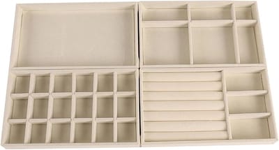 Sieradendozen Set - Opbergdozen Sieraden - Sieraden Organiseren - Elegant Ontwerp - 4 Stuks - Beige