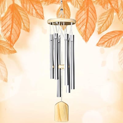 Windgong voor Buiten, 6 Metalen Buizen Windgong voor in de Tuin, Windgong Metaal Aangename Melodie Gedenkteken Windchim, Wind Chimes Outdoor Windklokkenspel voor Tuin Balkon Decoratie, Zilver