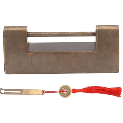 Espacement 4,4 cm Serrure Décorative Vintage Clé Laiton Antique Cadenas Chinois pour Petite Boîte en Bois gray