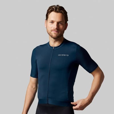 Acelera Intermediate Wielershirt - Fietsshirt Heren Korte Mouw - Wielrenshirt - Fietskleding - Navy Blue - Maat M