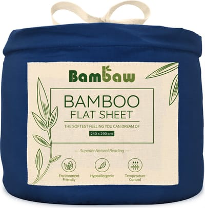 Bambaw Luxe Bamboe Lakens 240x290cm – Ultra ademende stof – Beddengoed – Hypoallergeen Bovenlaken – Beddengoed - Blauw Marine