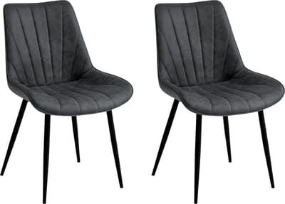 Colenis® - Lesedi Eetkamerstoel - Set Van 2 - Antraciet - Microfiber Stof - Industrieel
