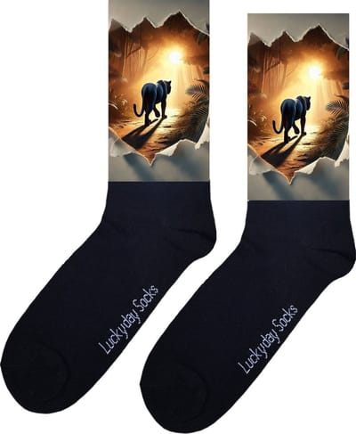 Zwarte panter - Valentijns cadeau - Verjaardag cadeau - Sint cadeau - Leuke sokken - Papier - Vrolijke sokken - Kunst sokken - Grappig cadeau - Kerst Sokken - Vaderdag - Moederdag - Kerstcadeau - Socks maken Happy - 37-44