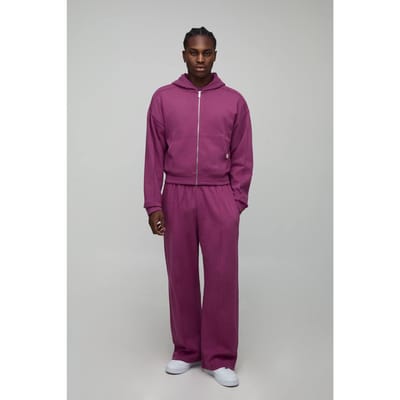Verkleinde Boxy Premium Interlock Zip-Through Hoodie | Mauve | Size Small