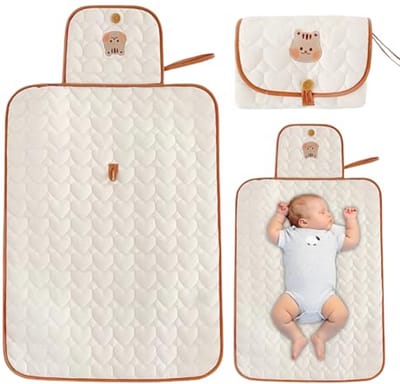 Draagbare baby aankleedmat van puur katoen - Wasbaar en vuilafstotend voor onderweg (70 x 50 cm)