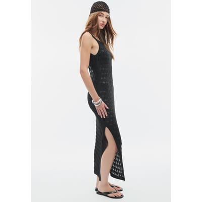 Stradivarius Opengewerkte tricot jurk  Zwart XS
