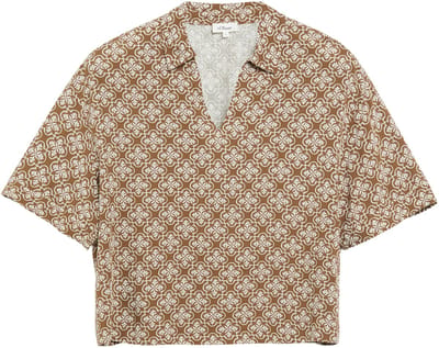 Vluchtige Viscose Blouse met V-hals en Volledige Print, Shirtkraag, Damesstof s.Oliver