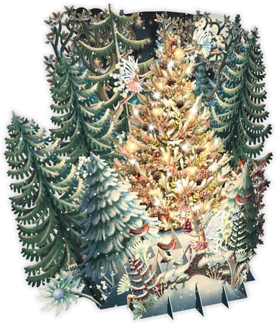 3D-Pop Up Wenskaart Trees - Laser gesneden kerstkaart