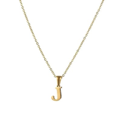 Aramat Jewels | Halskettingen | Stalen Letter Ketting goudkleur | J | |1,5mm | Staal | Volwassenen | Verkleurd niet