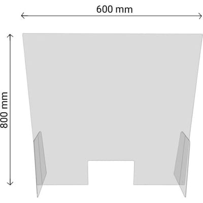 GGM Gastro Hygieneschutz / Spuckschutz / Virenschutz - Plexiglas - 600x800mm - mit Durchreiche Transparant