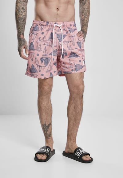Urban Classics - Pattern Yacht Zwemshorts - XL - Roze