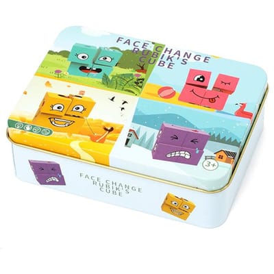 1 Set Kids Montessori Speelgoed Houten Gezichtsuitdrukkingen Veranderende 3D Puzzels Ouder-Kind Interactieve Spellen 1 set yellow