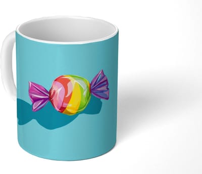 Mok - Koffiemok - Blauw - Snoep - Regenboog - Mokken - 350 ML - Beker - Koffiemokken - Theemok