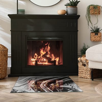 Coloray Vloerplaat Houtkachel - Plaat voor Onder Kachel - 80 cm x 60 cm - Kachel Vloerplaat - Zwart en wit Vloerplaat Kachel - Vloerplaat Voor Kachel - Vloerplaat Openhaard - Houtkachel Accessoires - Plaat Kachel