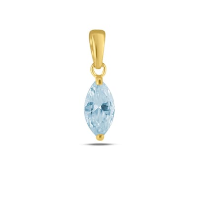 New Bling 9NBSAM-G230075 Gouden Hangertje met Zirkonia Steentje - Ovaal - Licht Blauw - 7x5mm - 14 Karaat - Goud