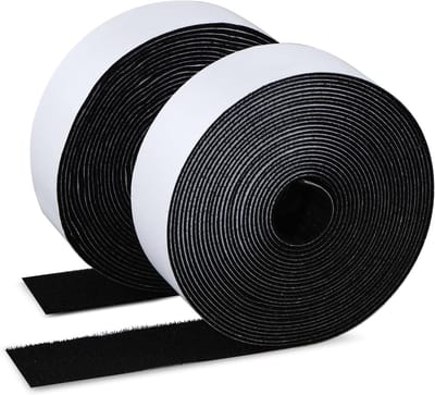 Dubbelzijdige klittenband 2,5 cm x 5 m, nylon klittenbandstrips, sterke klevende foto-ophangstrips, herbruikbare zelfklevende banden met lijm voor thuis/school/kantoor (zwart)