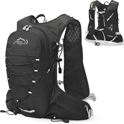 Sac à dos d'hydratation de cyclisme 12l, gilet d'équitation léger, sac à dos pour course en plein air et Camping noir