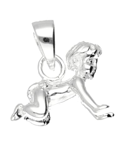 Zilveren Baby kruipend kettinghanger