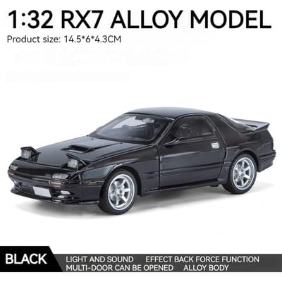 Jdm 1:32 Mazda Rx7 Rx-7 Fc Initial D Miniatures Alliage Moulage sous Pression Métal Modèle de Voiture Jouet Son et Lumière Véhicules Jouets Cadeau Enfant Garçon