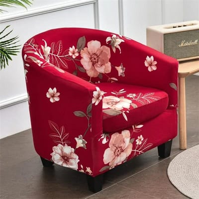 Bloemenprint Clubbankhoes Spandex Fauteuilhoezen Kuipstoelhoes voor Woonkamer Bankhoes met Zitkussenhoezen