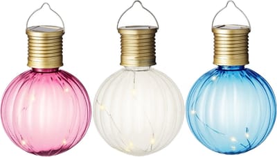Lumineo tuin feestlampjes - solar leds - 9x stuks - gekleurd - 11 cm - aan haak