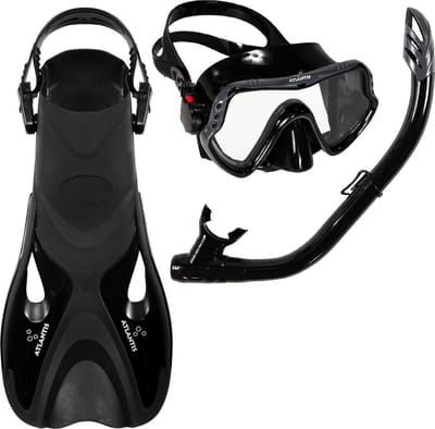 Atlantis Samana Pro Set - Snorkelset - Duikbril - Snorkel - Volwassenen - Zwart/Grijs - 36-41