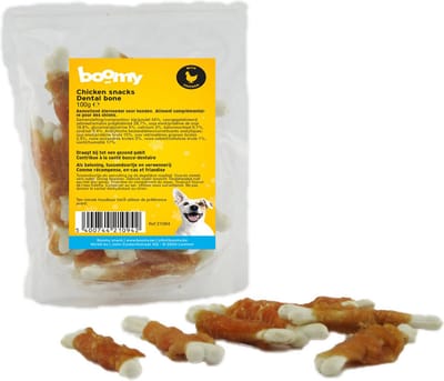 Boomy – Hondensnacks - Hondensnoepjes - Hondenkoekjes - Kauwbotjes met kip - 3 x 100g