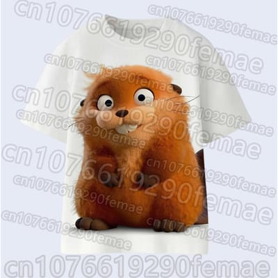 2026 Nieuw Zomer HOPPERS Kinder T-shirt met Korte Mouwen Leuke Stijl Geprint Cartoon Jongens en Meisjes Casual Top 120 brown