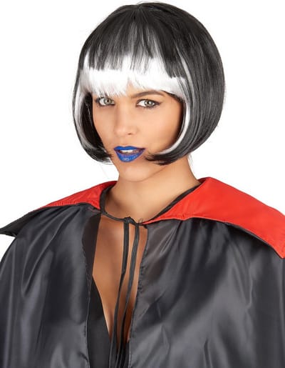 Funny Fashion Heksenpruik kort haar - zwart/wit - dames - Halloween/carnaval