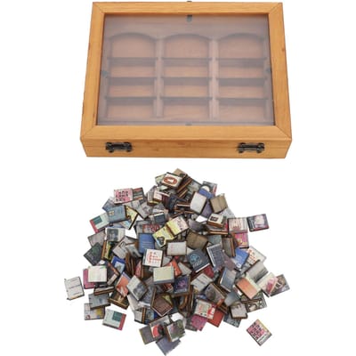 Mini Bibliothèque en Bois Miniature Soulagement de l'Anxiété Meuble Vitrine Multi-Livres Décoration Ornement de Bureau