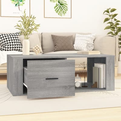 vidaXL - Salontafel - 100x50,5x35 - cm - bewerkt - hout - grijs - sonoma - eikenkleur