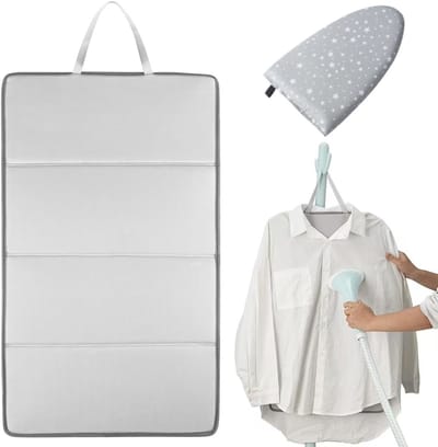 strijkplank- Strijkplank - Droogmat voor kleding - Vier compartimenten - Draagbaar - Gemakkelijk op te bergen - Met ophangkoord - Hoge temperatuur isolatie-Inclusief hittebestendige handschoenen (40,5*67cm - Grijs)