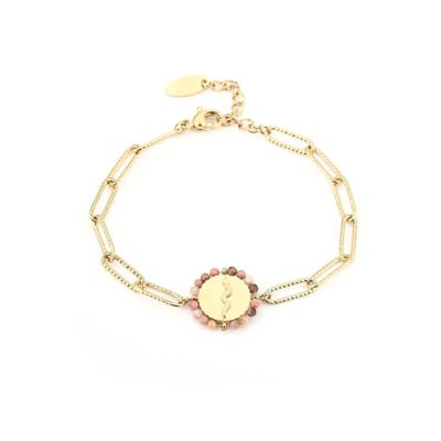 Jomide Armbandje Chain Snake Pink - Goudkleurig