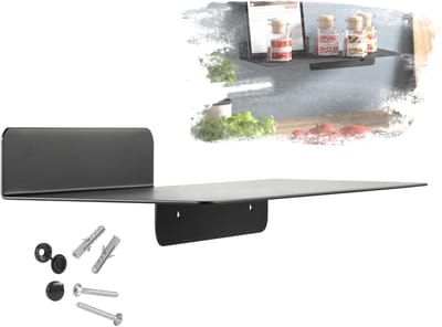 SOTECH Design wandplank HOVER-I 350 x 130 x 78 mm zwart, wandhangende plank incl. bevestigingsset voor badkamer, keuken of woonkamer