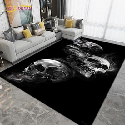Tapis d'Art Crâne d'Horreur, Tapis pour Décoration de Salon Chambre à Coucher, Tapis Coussin pour Canapé Fauteuil, Tapis de Sol pour Cuisine Salle de Bain 60*90cm
