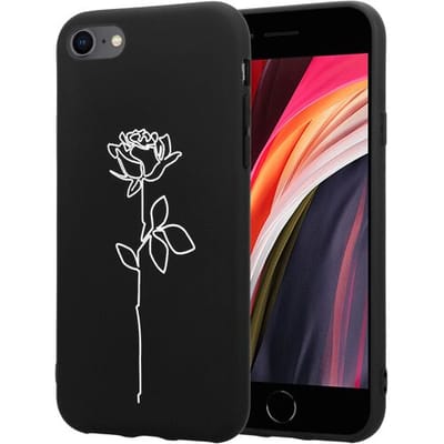 ShieldCase hoesje geschikt voor Apple iPhone SE 2022 hoesje - Siliconen case met bloem - Perfect Rose - Roos - Zwart