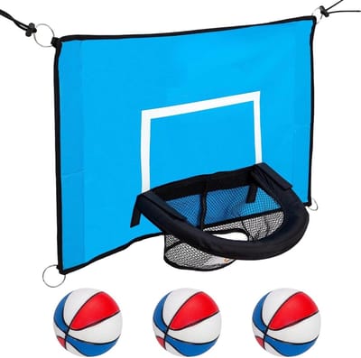 Trampoline Basketbal Set - Hoop met Ballen - Actief Spel - Verstelbare Hoogte - 45x35cm of 69x48cm - Blauw