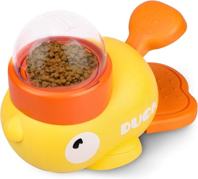 Gosknor 2-in-1 Interactieve Slowfeeder voor Honden, Puzzelspeelgoed Hondenvoer met 3 Uitlaatmaten Vervangende Koppen Plastic Slowfeederkom voor Honden ter Bescherming Tegen een Opgeblazen Gevoel