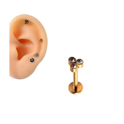 Aramat Jewels | Piercings | Transparante Zirkonia Helixpiercing Goudkleur | | | |4mm | Staal | Volwassenen | Verkleurd niet