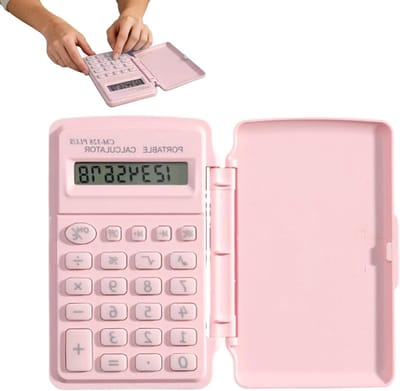 Mini Rekenmachine - Tafelrekenmachine Student - Dagelijkse Berekeningen - Kalmerende Kleurweergave - 10 x 6 cm - Roze