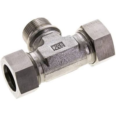 28L & G1'' RVS T-stuk Snijringkoppeling Buitendraad 160bar ISO 8434-1